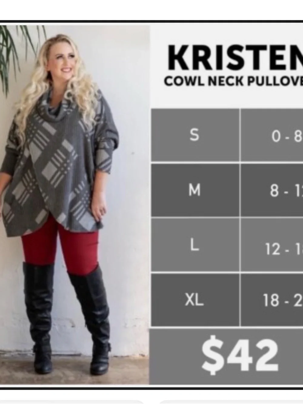 LuLaRoe Aztec Cowl Neck Top - Brown Black Cream - Picture 4 of 4